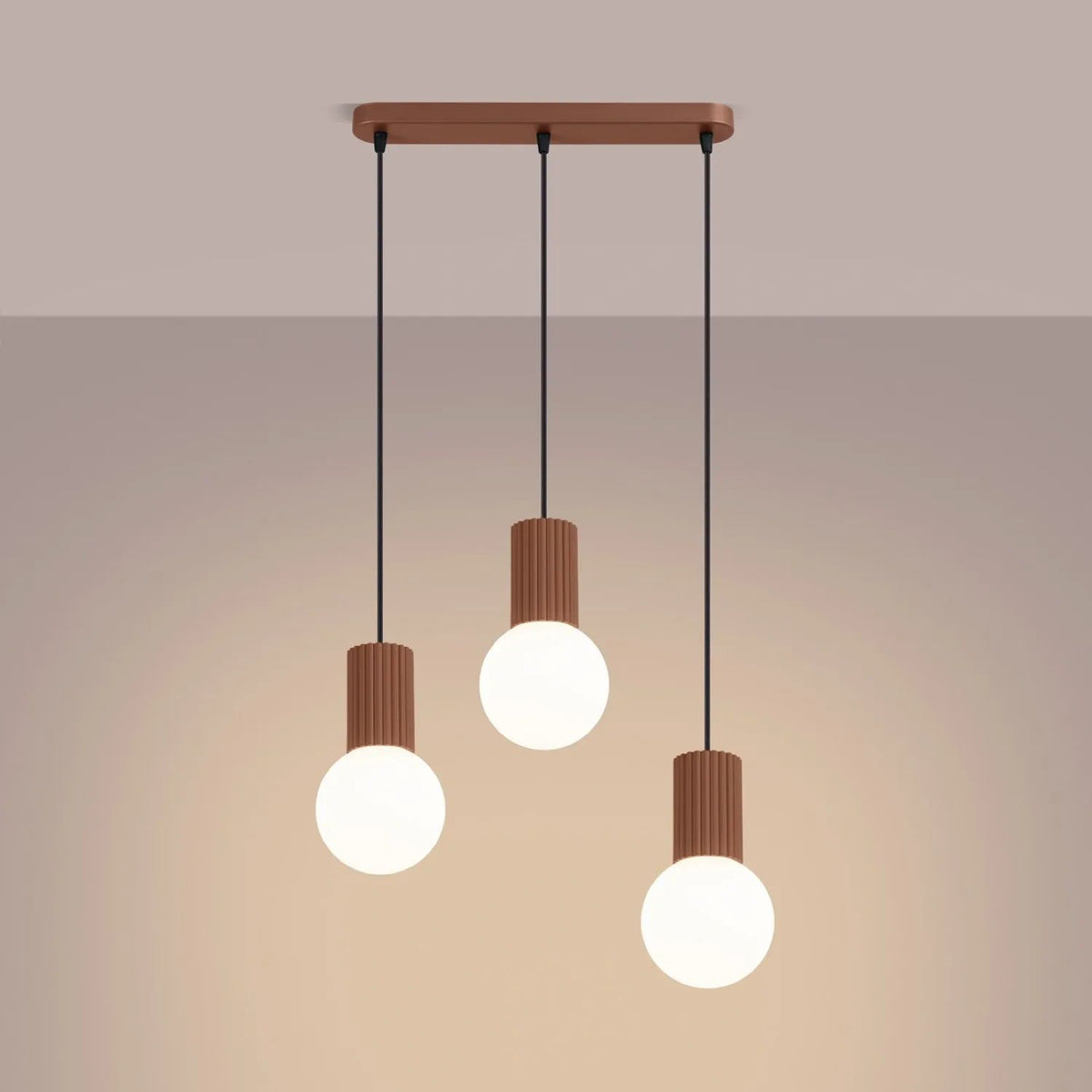 
Design Pendellampe „Halo II“, 3-flammig - Mokka
