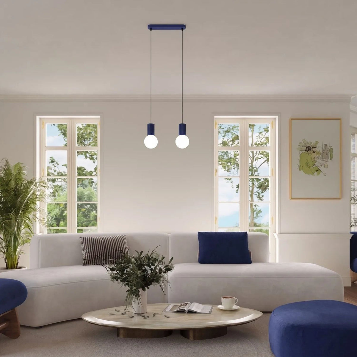 
Design Pendellampe „Halo II“, 3-flammig - Ultramarine