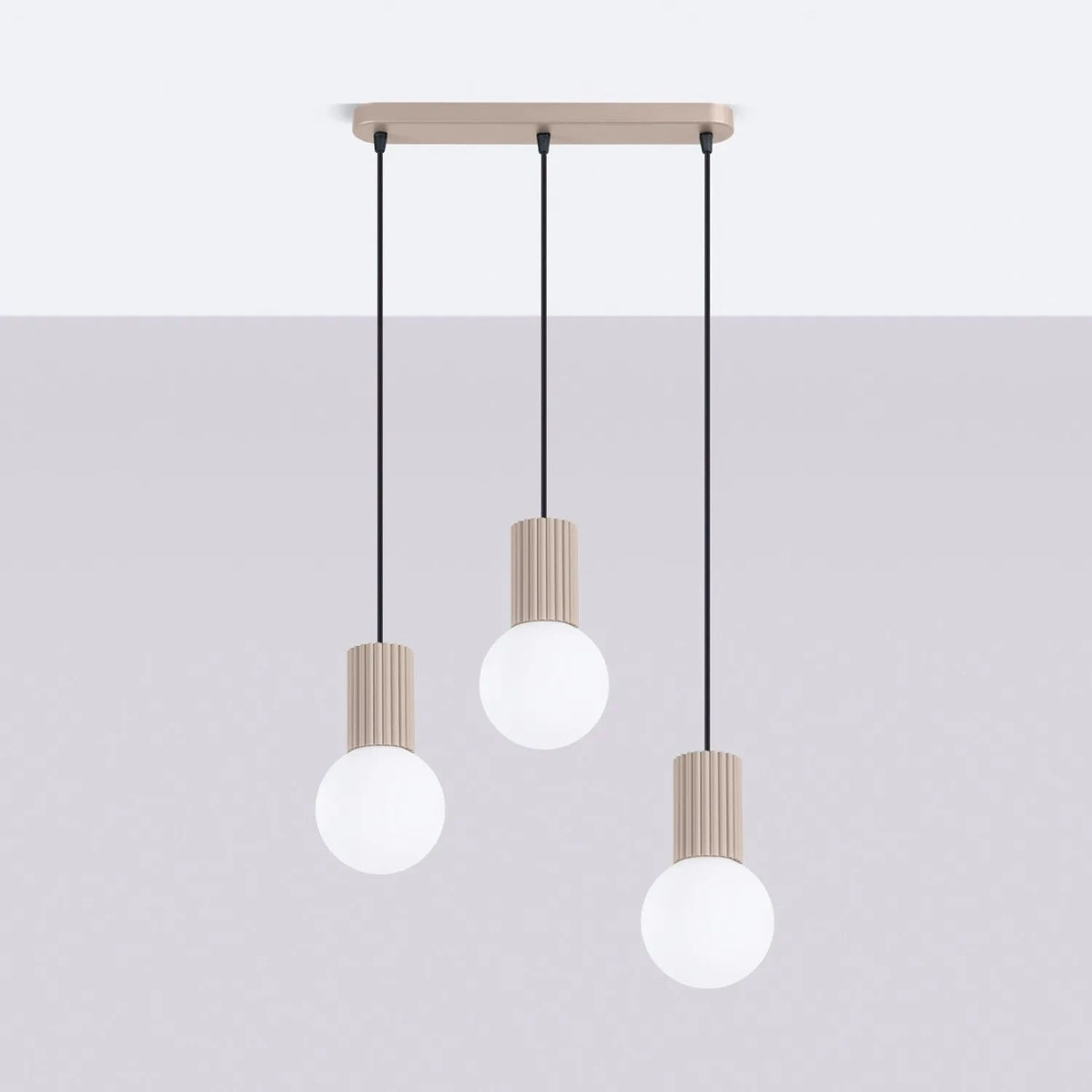 
Design Pendellampe „Halo II“, 3-flammig - Taupe