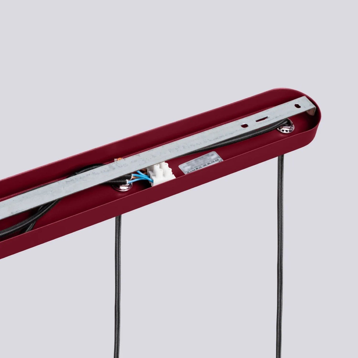 
Design Pendellampe „Halo II“, 3-flammig - Burgundrot