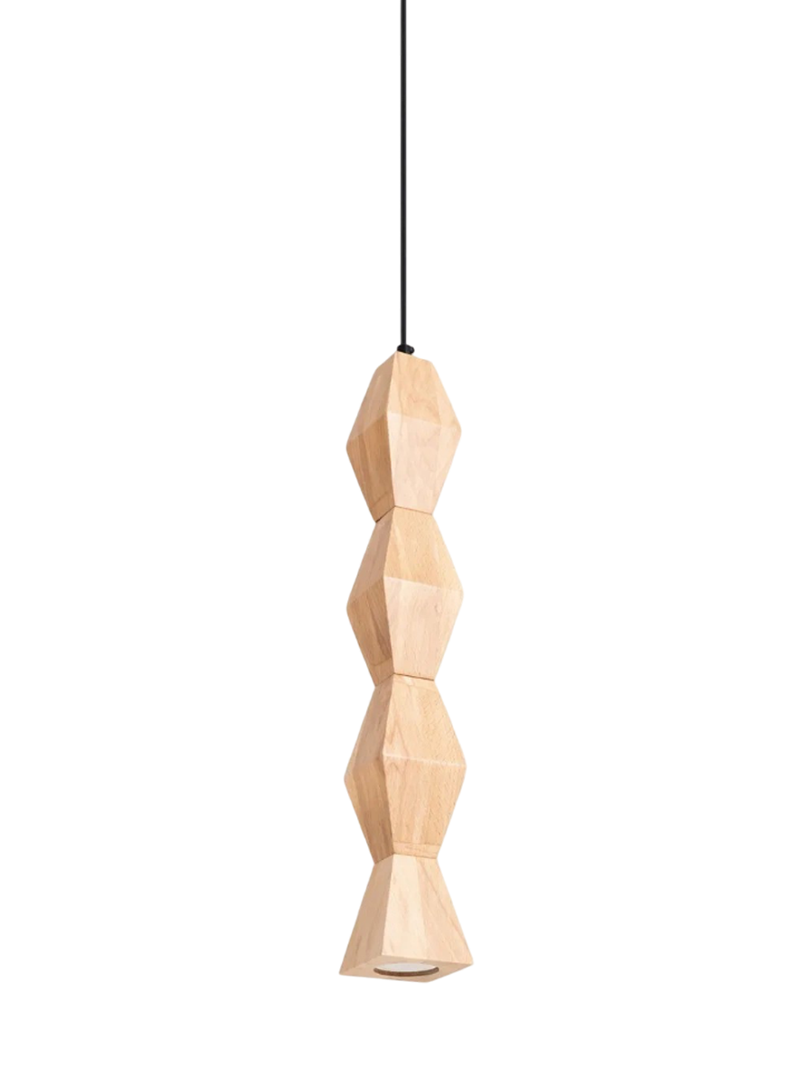 
Design Pendellampe „Kubbe“ - Naturholz / L