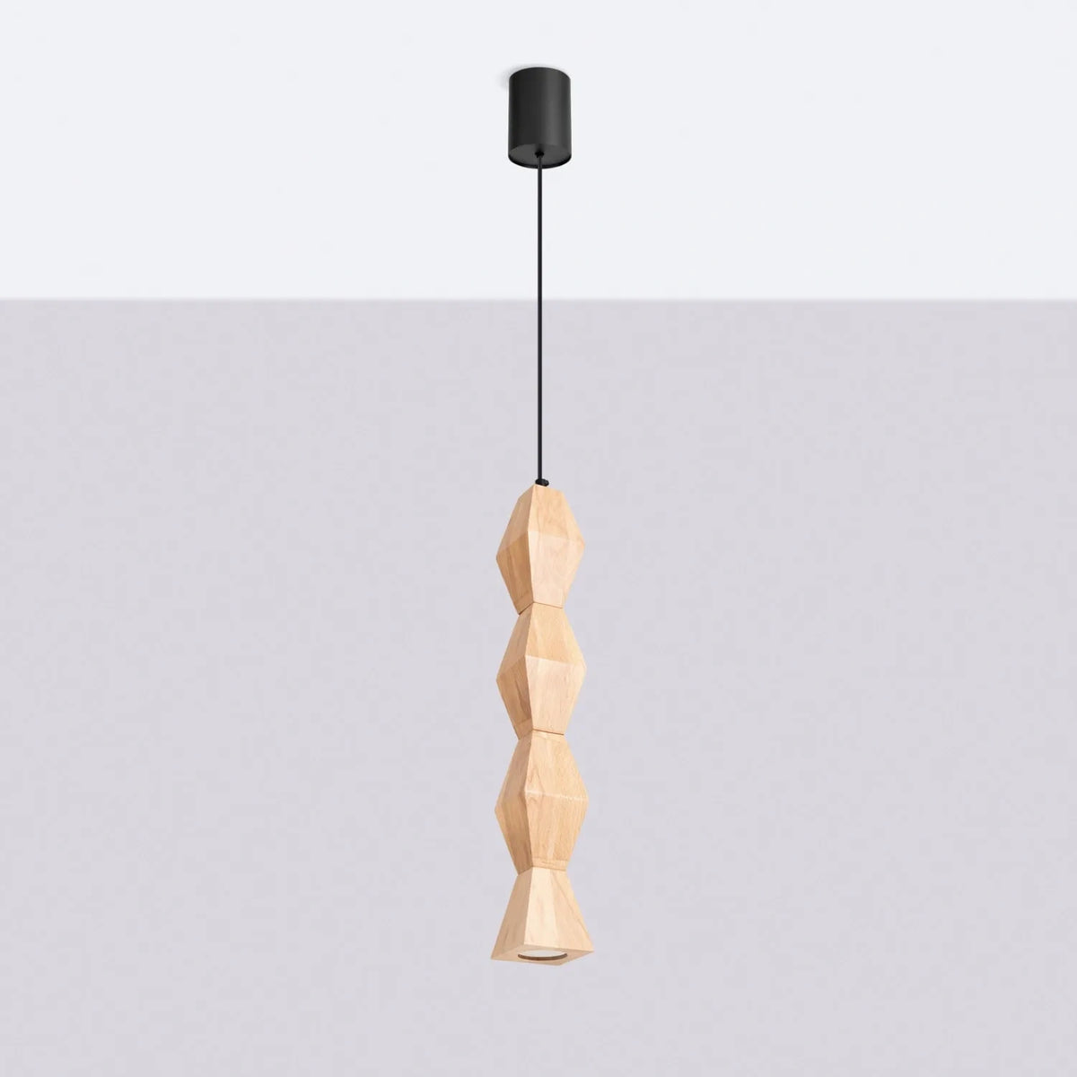 
Lampada a sospensione di design „Kubbe“ - Legno naturale / L