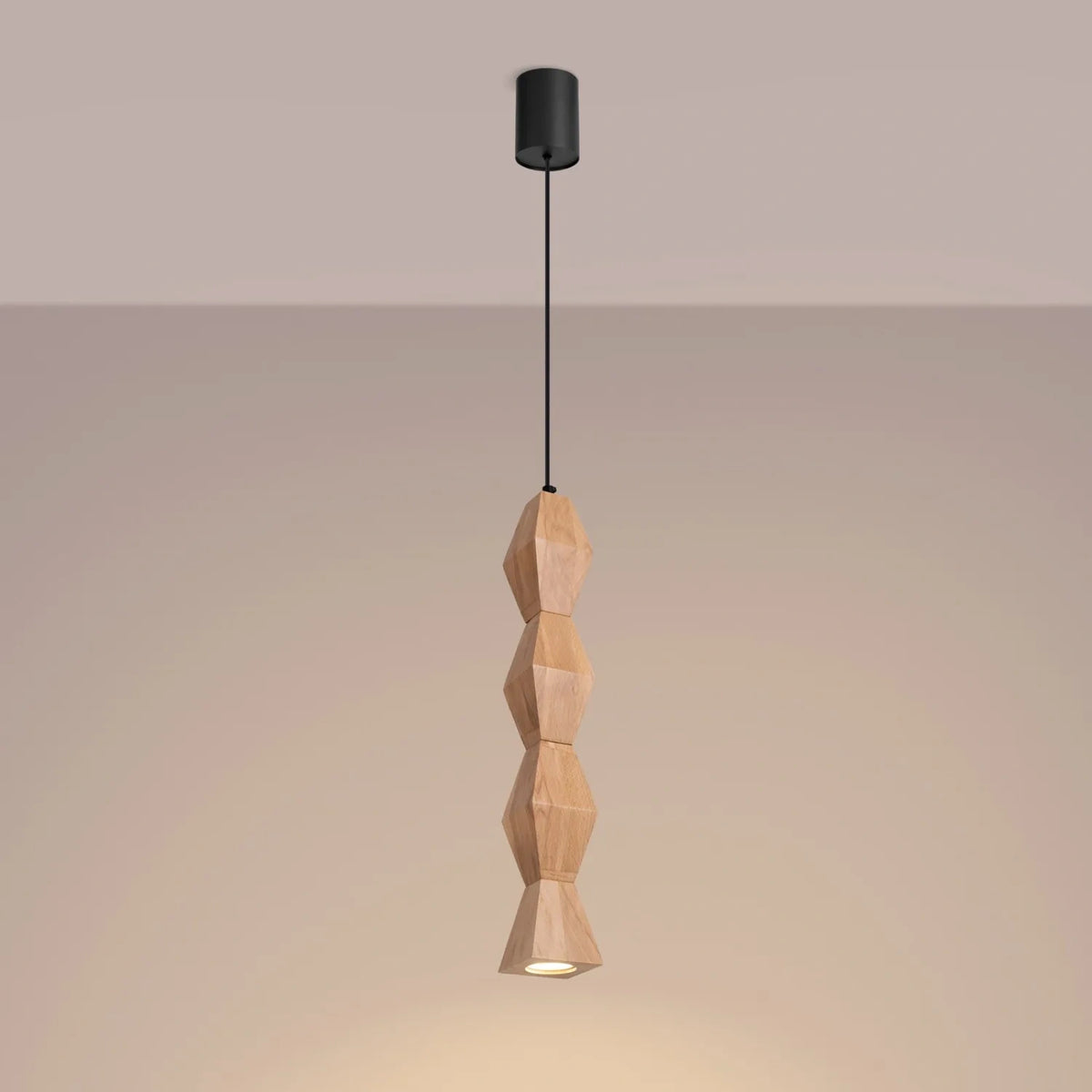 
Lampada a sospensione di design „Kubbe“ - Legno naturale / L