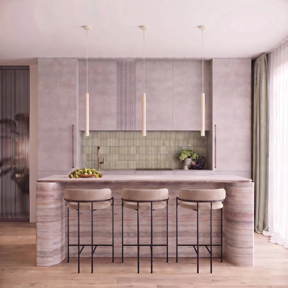 
Design Pendellampe „Arche“ - 2-flammig - Beige