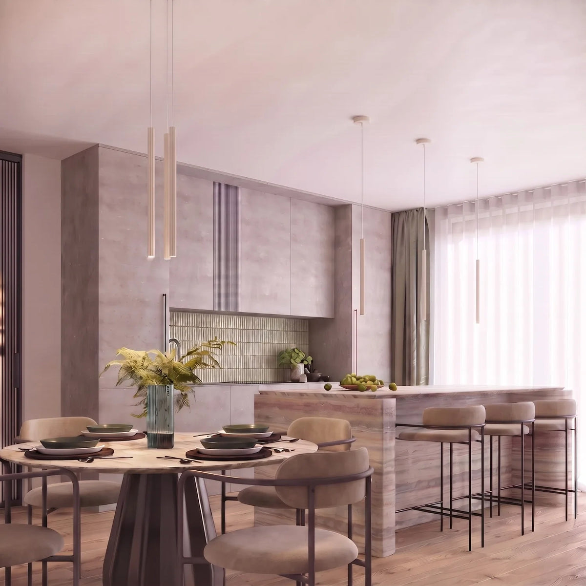 
Design Pendellampe „Arche“ - 2-flammig - Beige