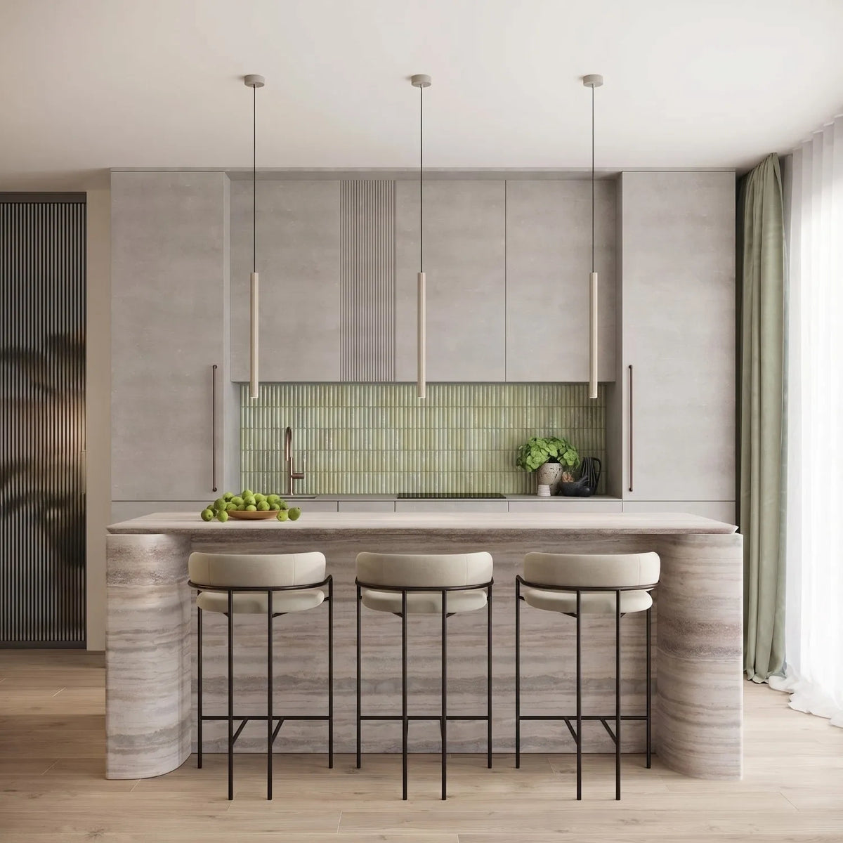 
Design Pendellampe „Arche“ - 2-flammig - Taupe
