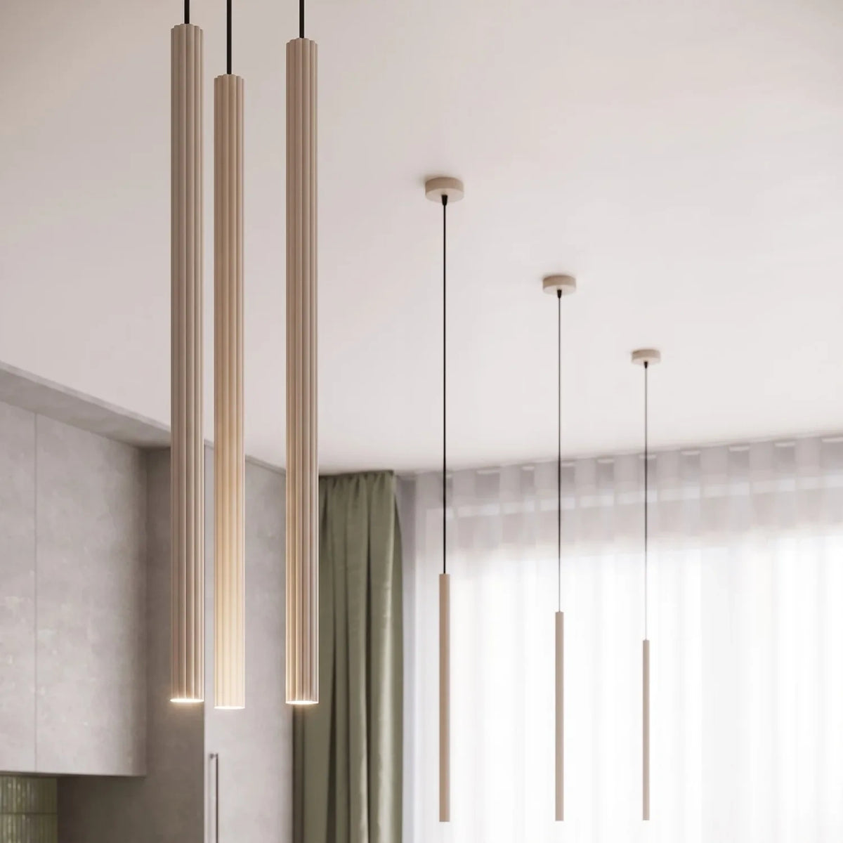 
Design Pendellampe „Arche“ - 2-flammig - Taupe