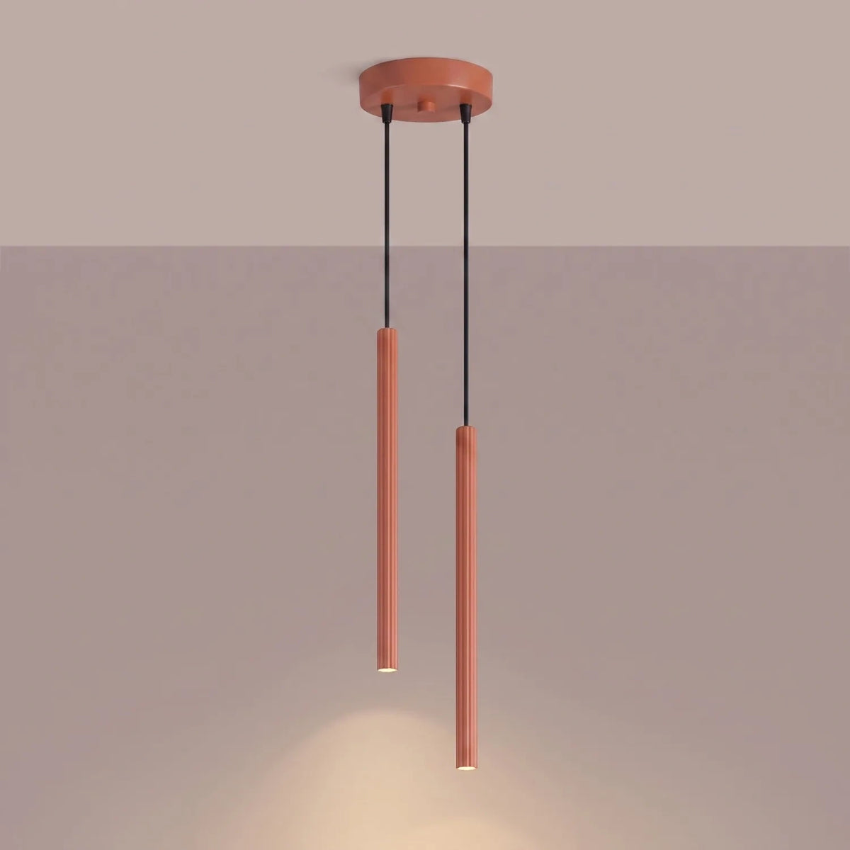 
Design Pendellampe „Arche“ - 2-flammig - Ockerrot