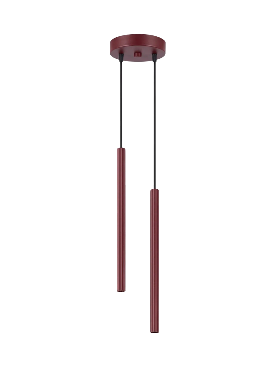 
Design Pendellampe „Arche“ - 2-flammig - Burgundrot