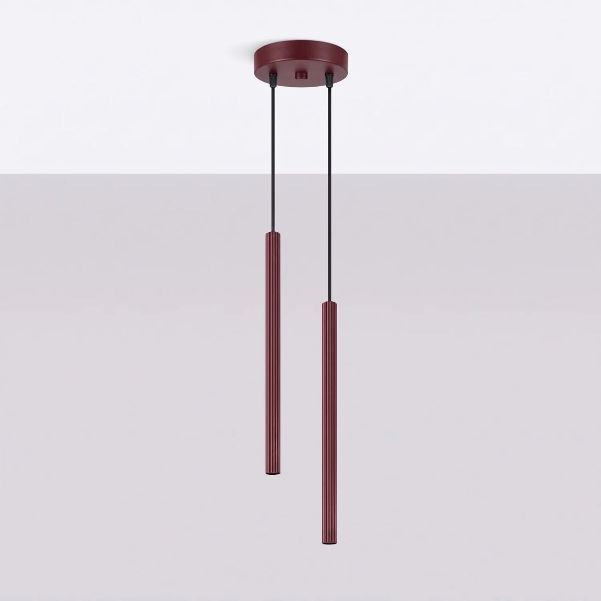 
Design Pendellampe „Arche“ - 2-flammig - Burgundrot