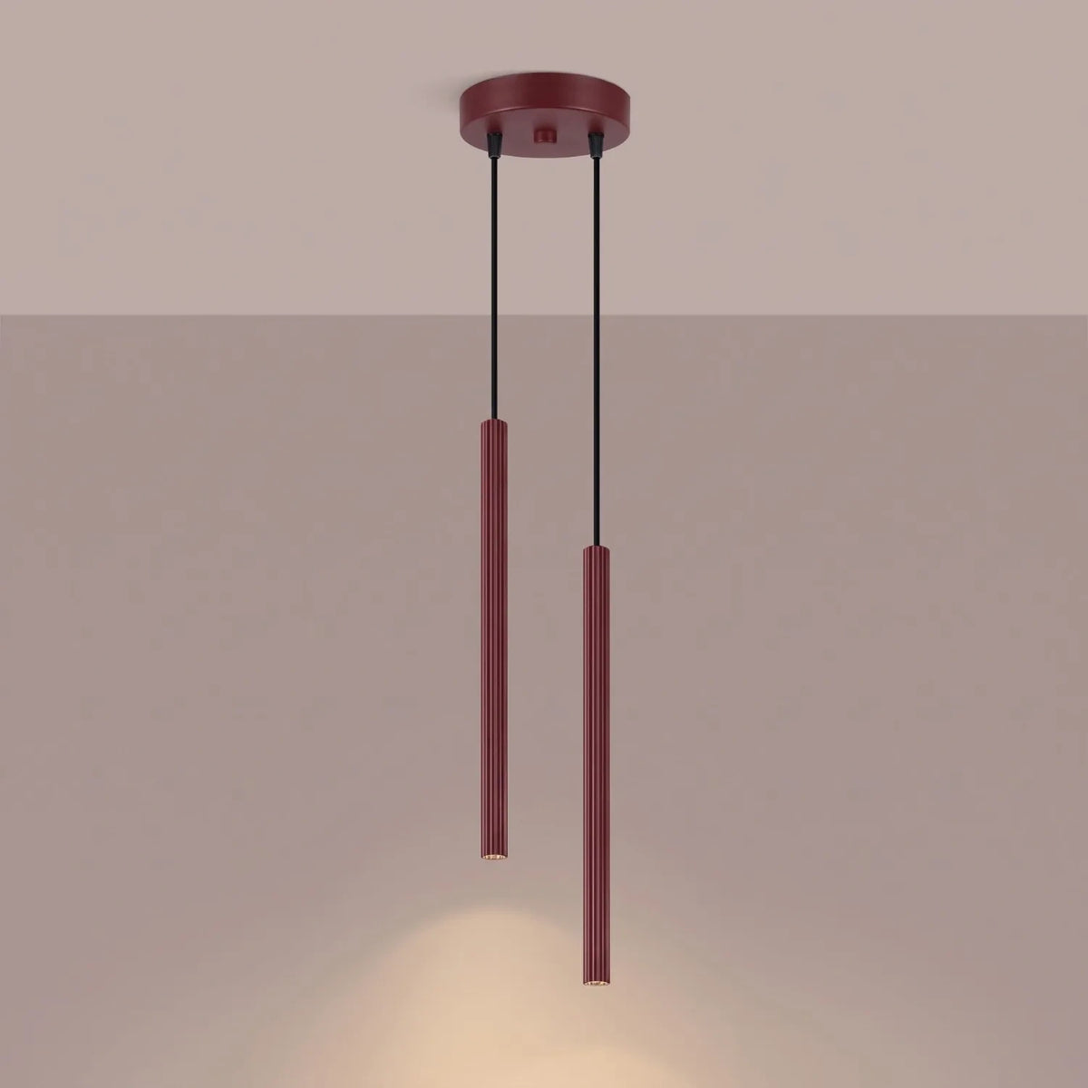 
Design Pendellampe „Arche“ - 2-flammig - Burgundrot