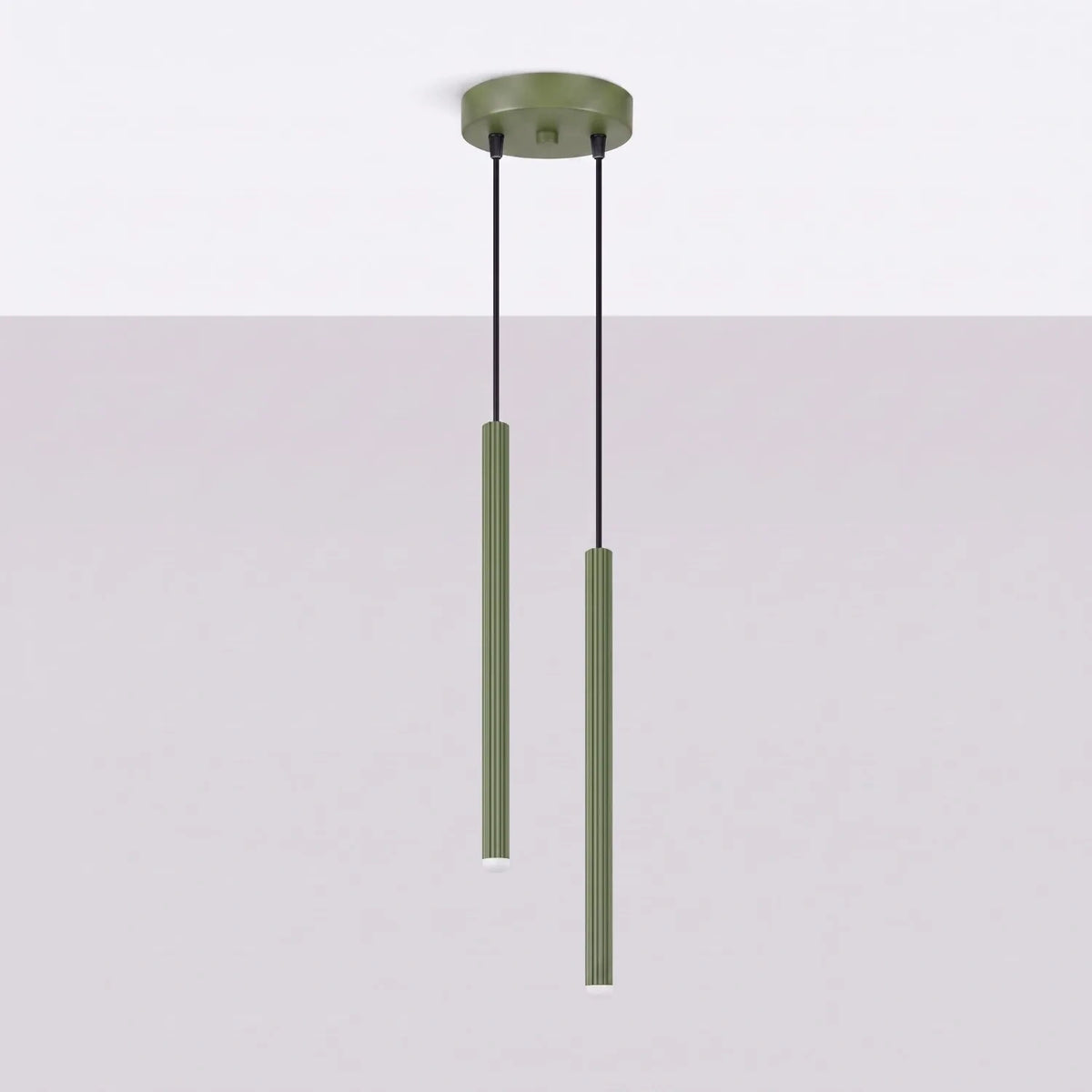 
Design Pendellampe „Arche“ - 2-flammig - Olivgrün