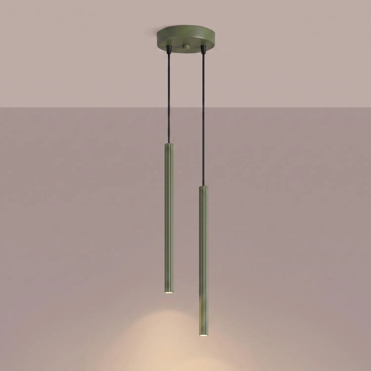 
Design Pendellampe „Arche“ - 2-flammig - Olivgrün