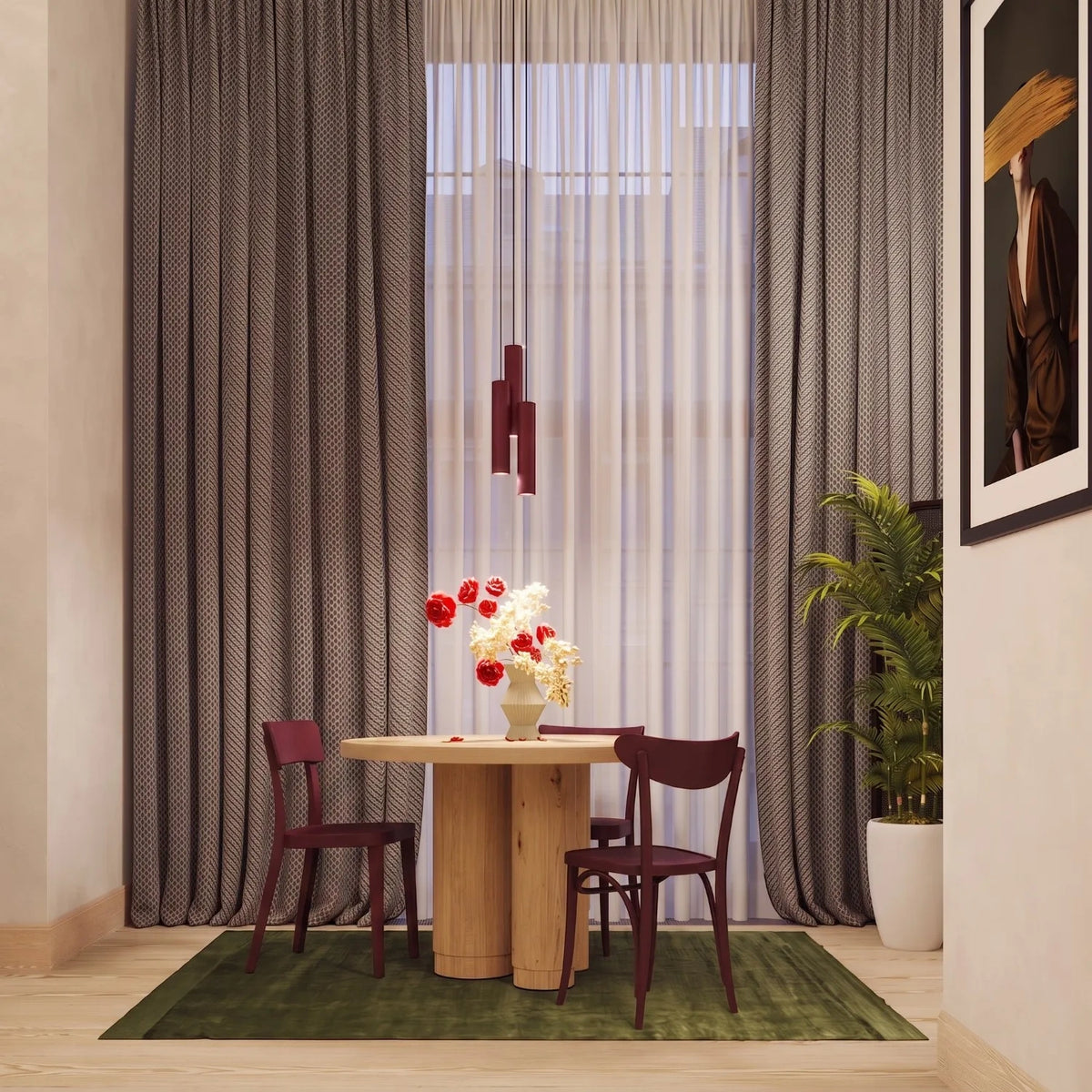
Design Wandlampe „Lagos“ 2-flammig - Burgundrot