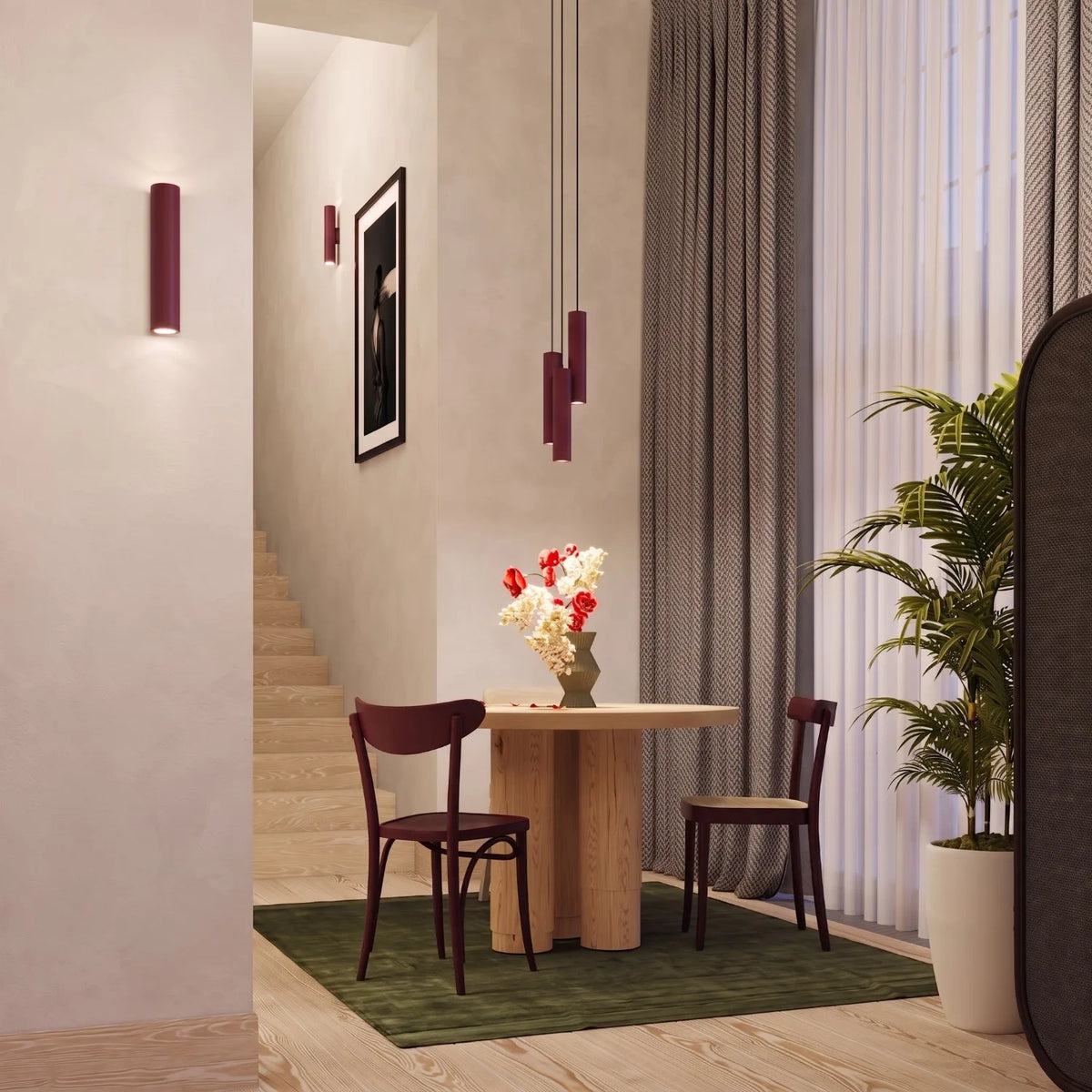 
Lampada da parete di design «Lagos» a 2 luci - Rosso bordeaux