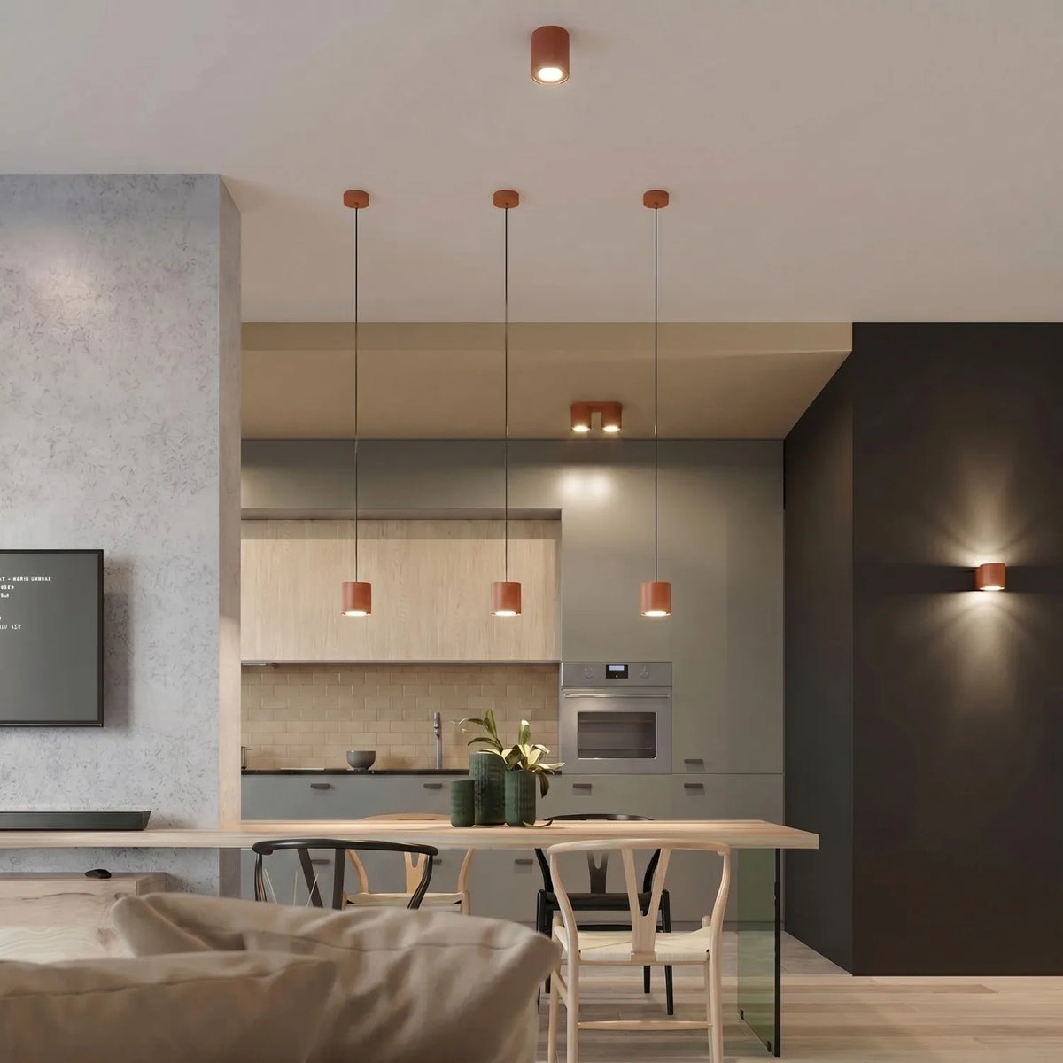 
Design Wandlampe „Orbis“ 1-flammig - Ockerrot