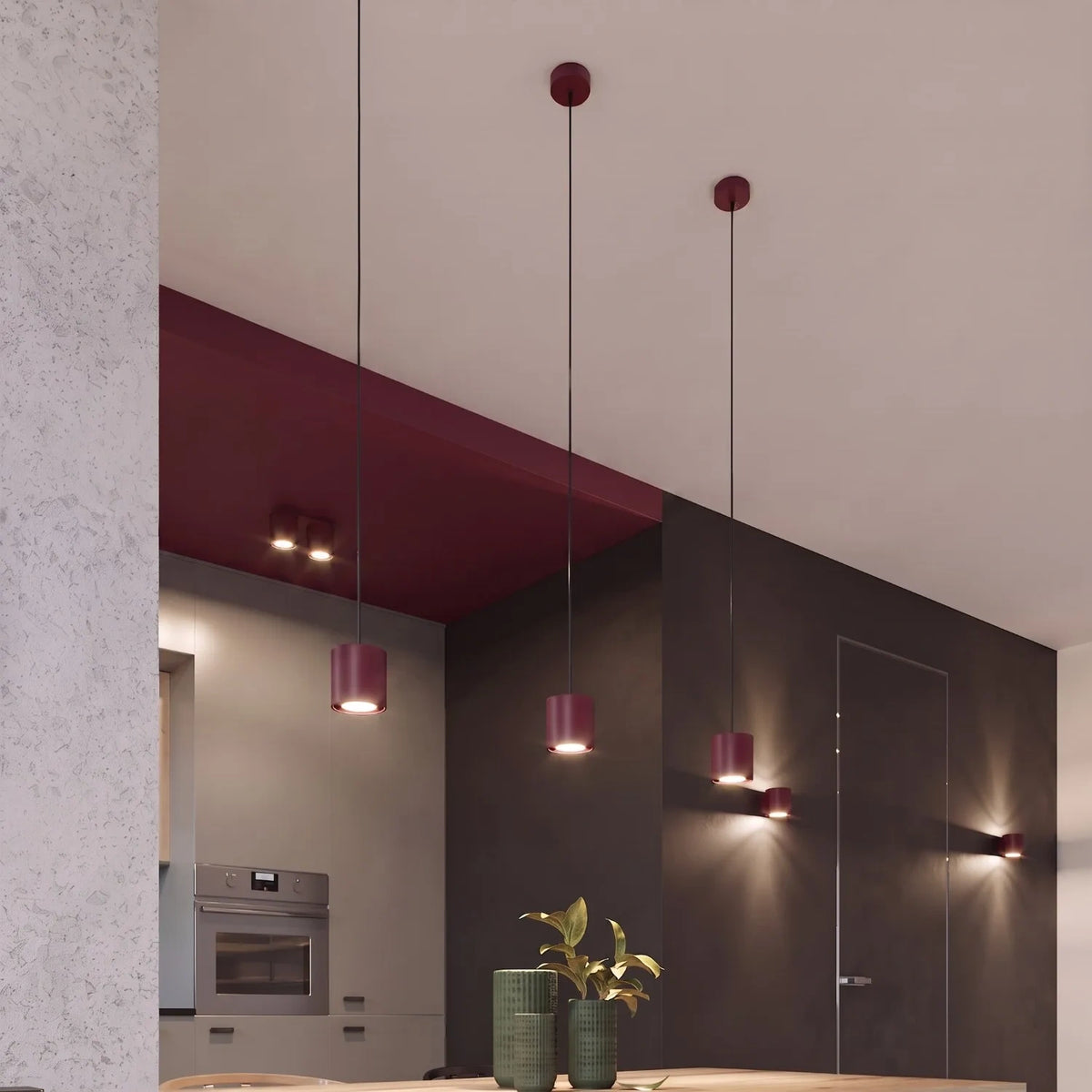 
Lampada da soffitto di design «Orbis» a 2 luci - Rosso bordeaux