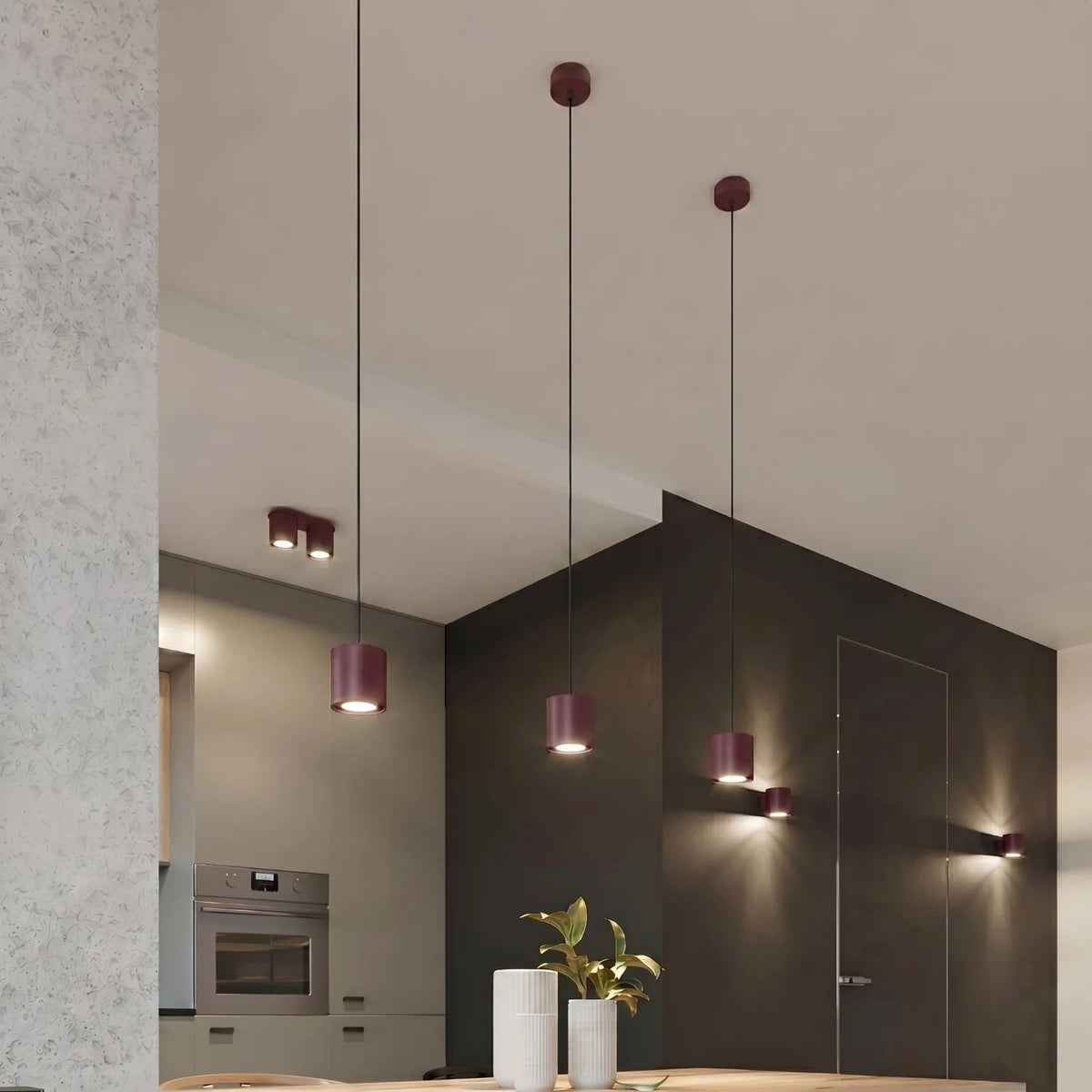 
Design Wandlampe „Orbis“ 1-flammig - Burgundrot