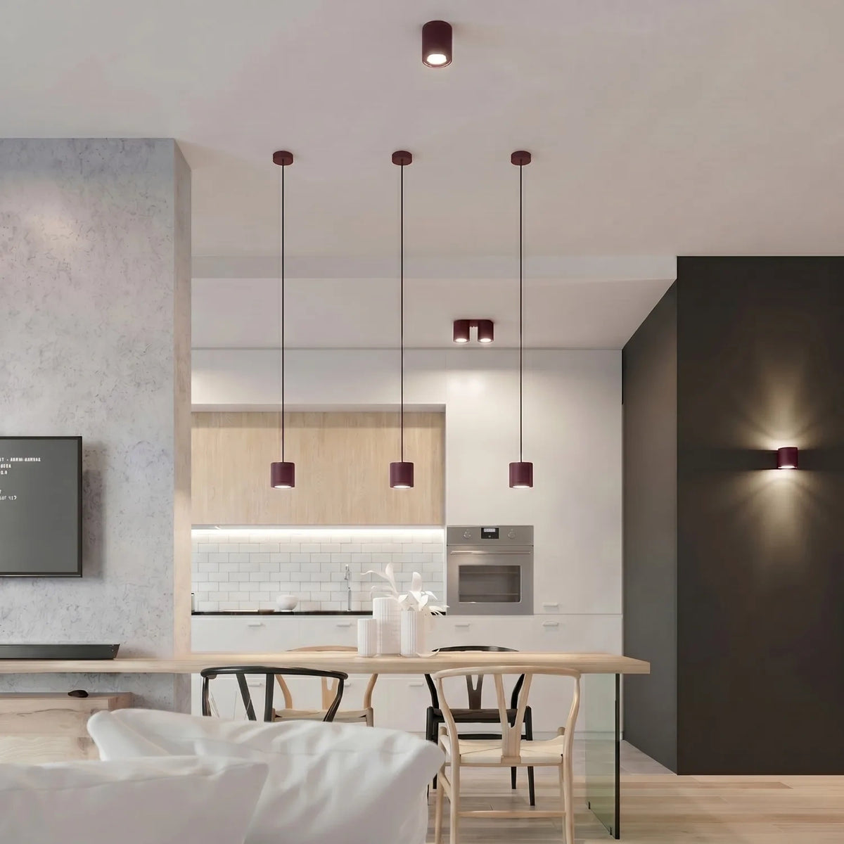 
Lampada da parete di design «Orbis» a 1 luce - Rosso bordeaux