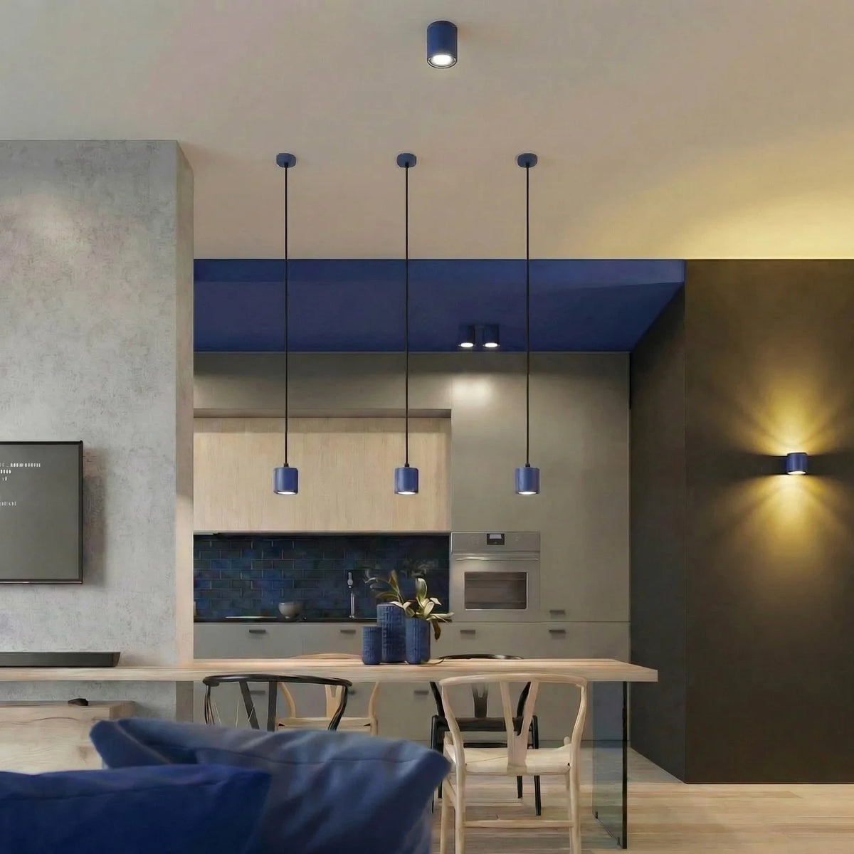 
Lampada da soffitto di design «Orbis» a 2 luci - Ultramarino