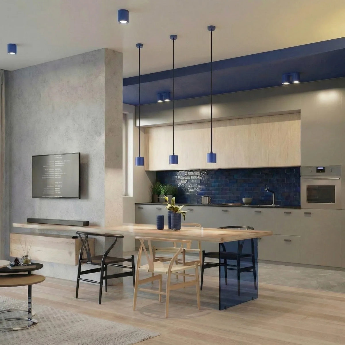 
Lampada da soffitto di design «Orbis» a 2 luci - Ultramarino