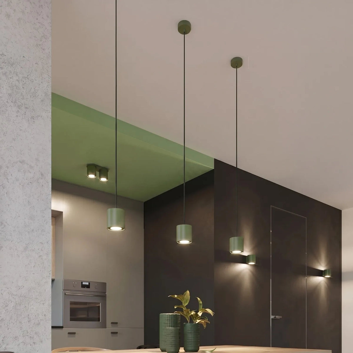 
Design Deckenlampe „Orbis“ 2-flammig - Olivgrün