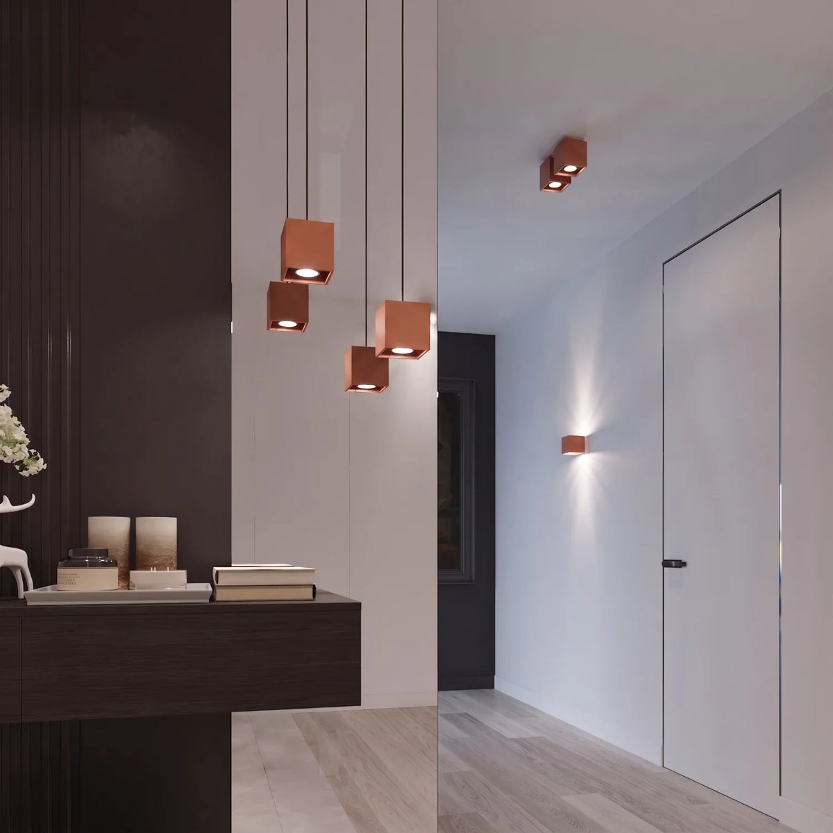 
Lampada da parete di design «Quad» a 1 luce - Rosso ocra