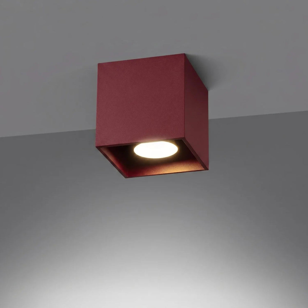 
Designer Ceiling Light "Quad" - 1-Bulb - Burgundy red