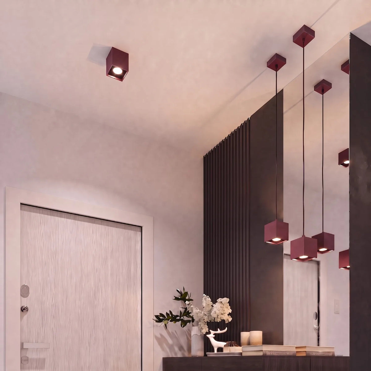
Lampada da parete di design «Quad» a 1 luce - Rosso bordeaux