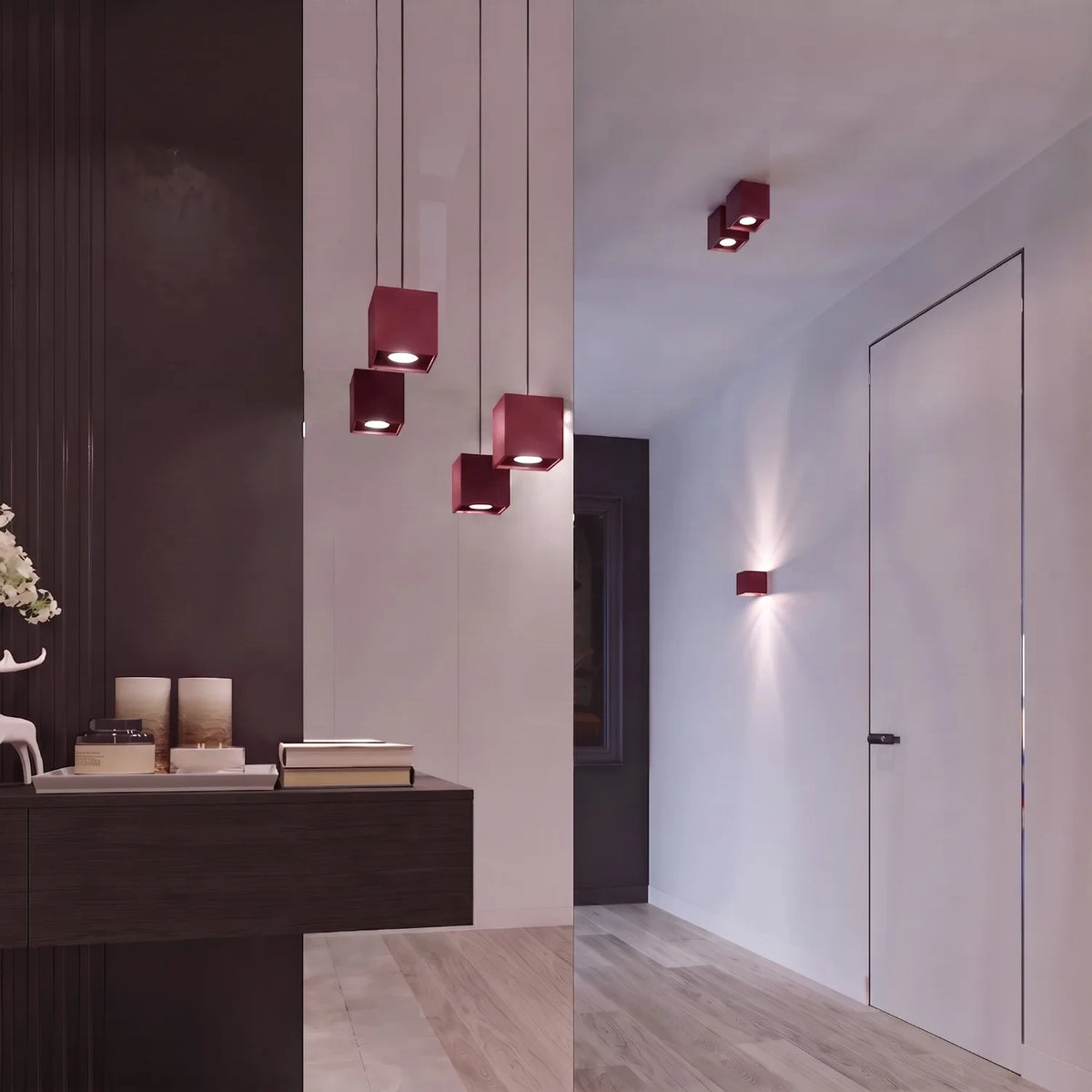 
Lampada da parete di design «Quad» a 1 luce - Rosso bordeaux