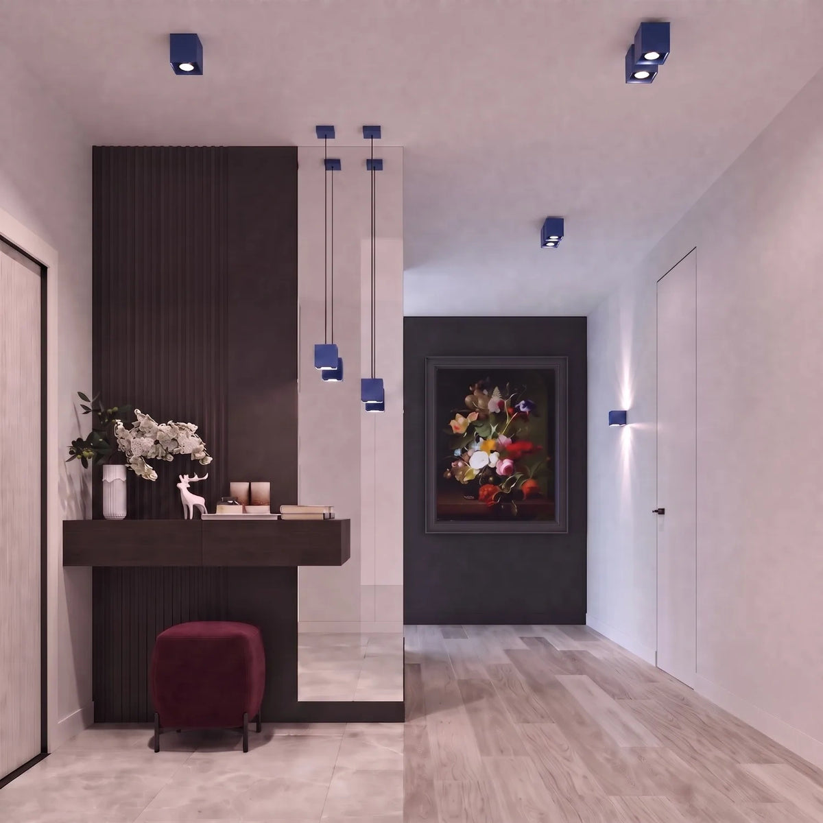 
Lampada da parete di design «Quad» a 1 luce - Ultramarino