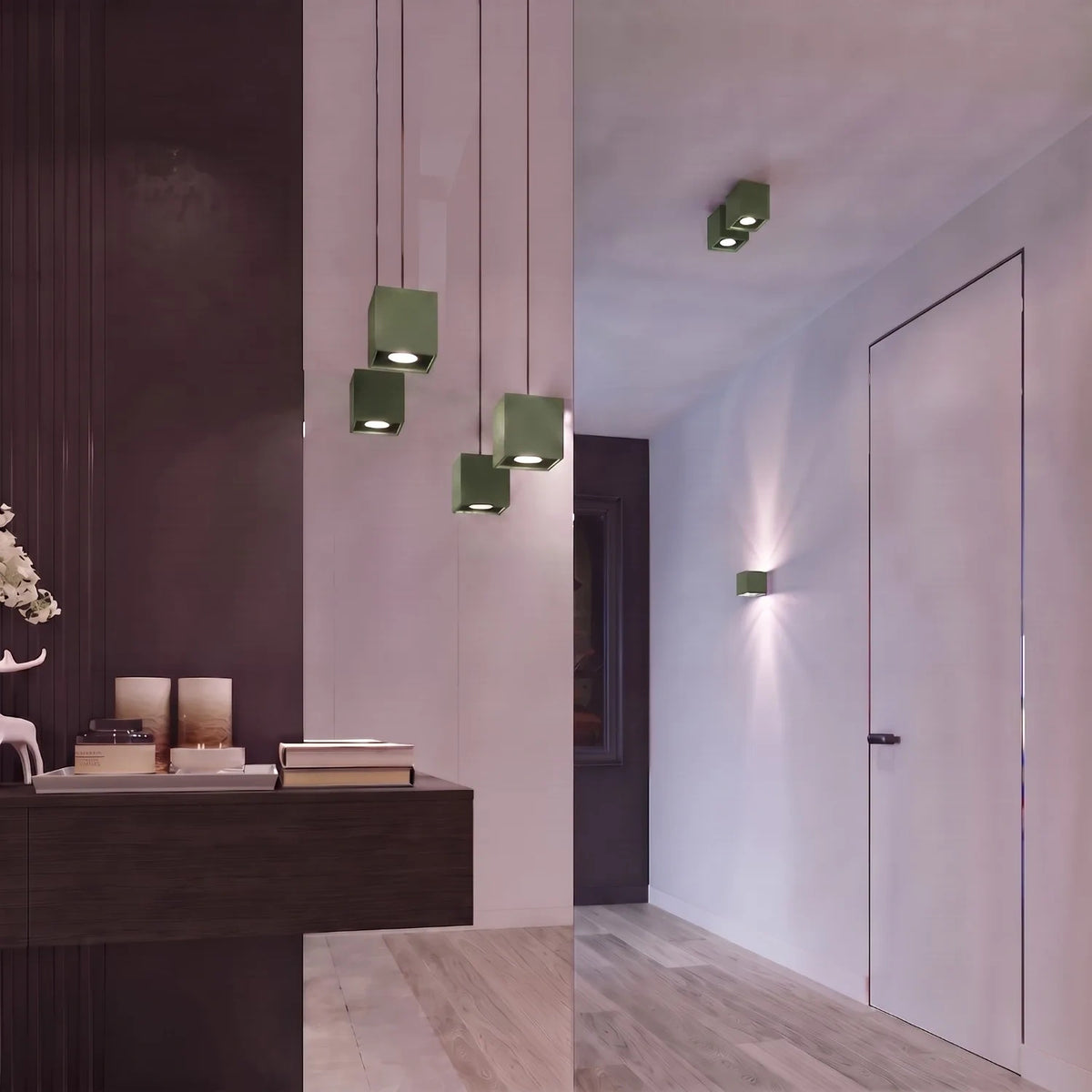 
Lampada da parete di design «Quad» a 1 luce - Verde oliva