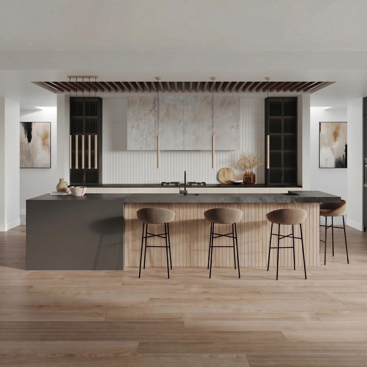 
Design Pendellampe „Pastelo“ 3-flammig - Taupe