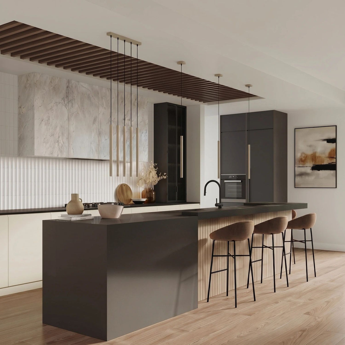 
Design Pendellampe „Pastelo“ 3-flammig - Taupe