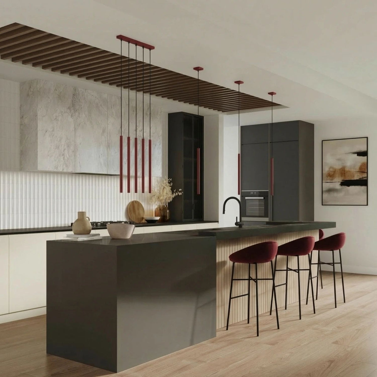 
Lampada a sospensione di design «Pastelo», a 1 luce - Rosso bordeaux