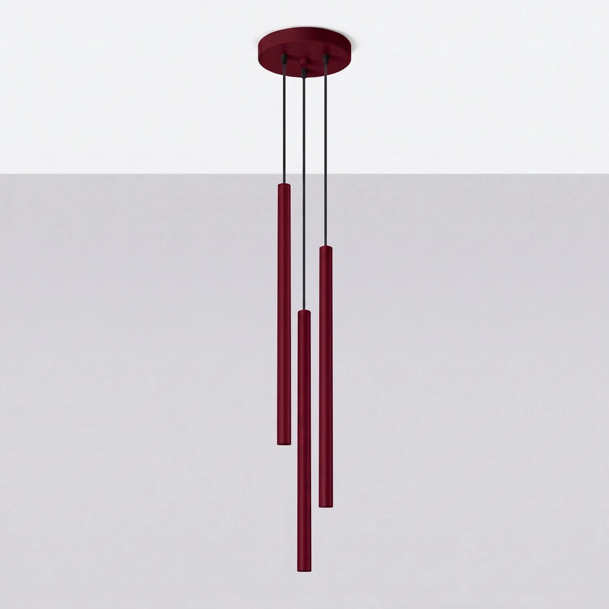 
Design Pendellampe „Pastelo“ 3-flammig - Burgundrot