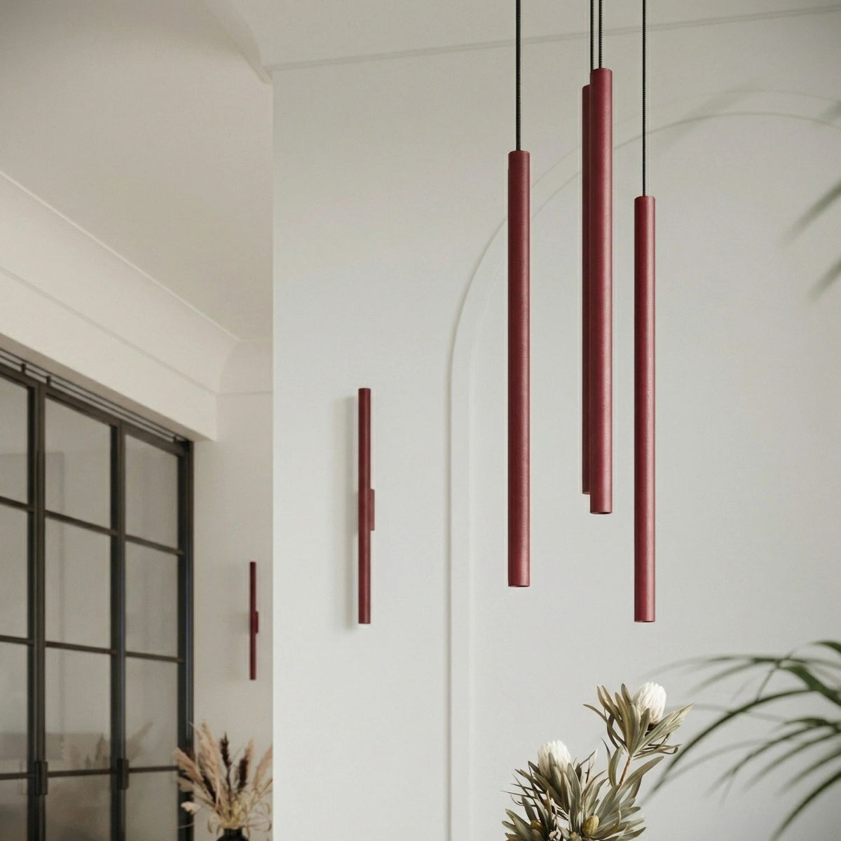 
Design Pendellampe „Pastelo“ 3-flammig - Burgundrot