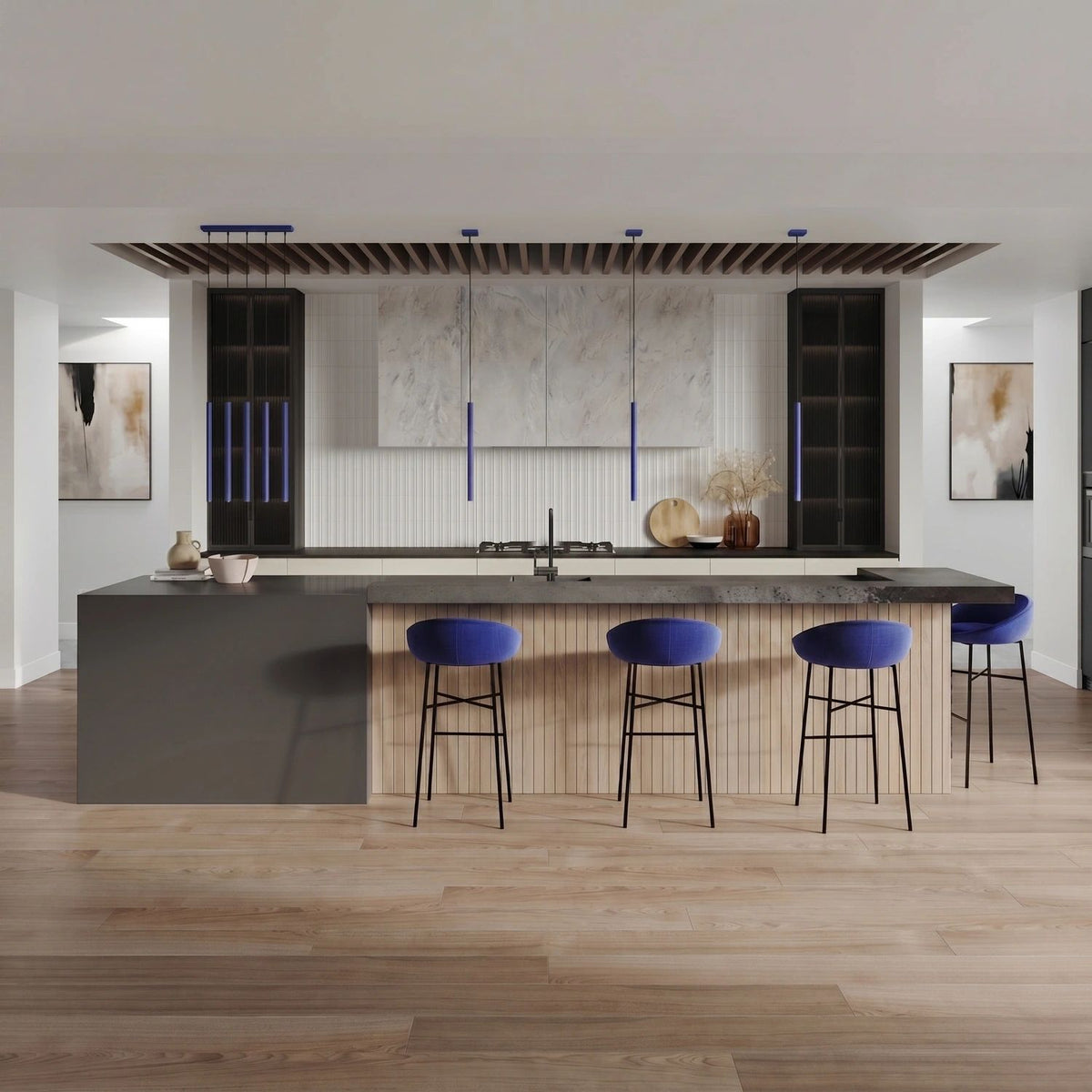 
Design Pendellampe „Pastelo“, 1-flammig - Ultramarin