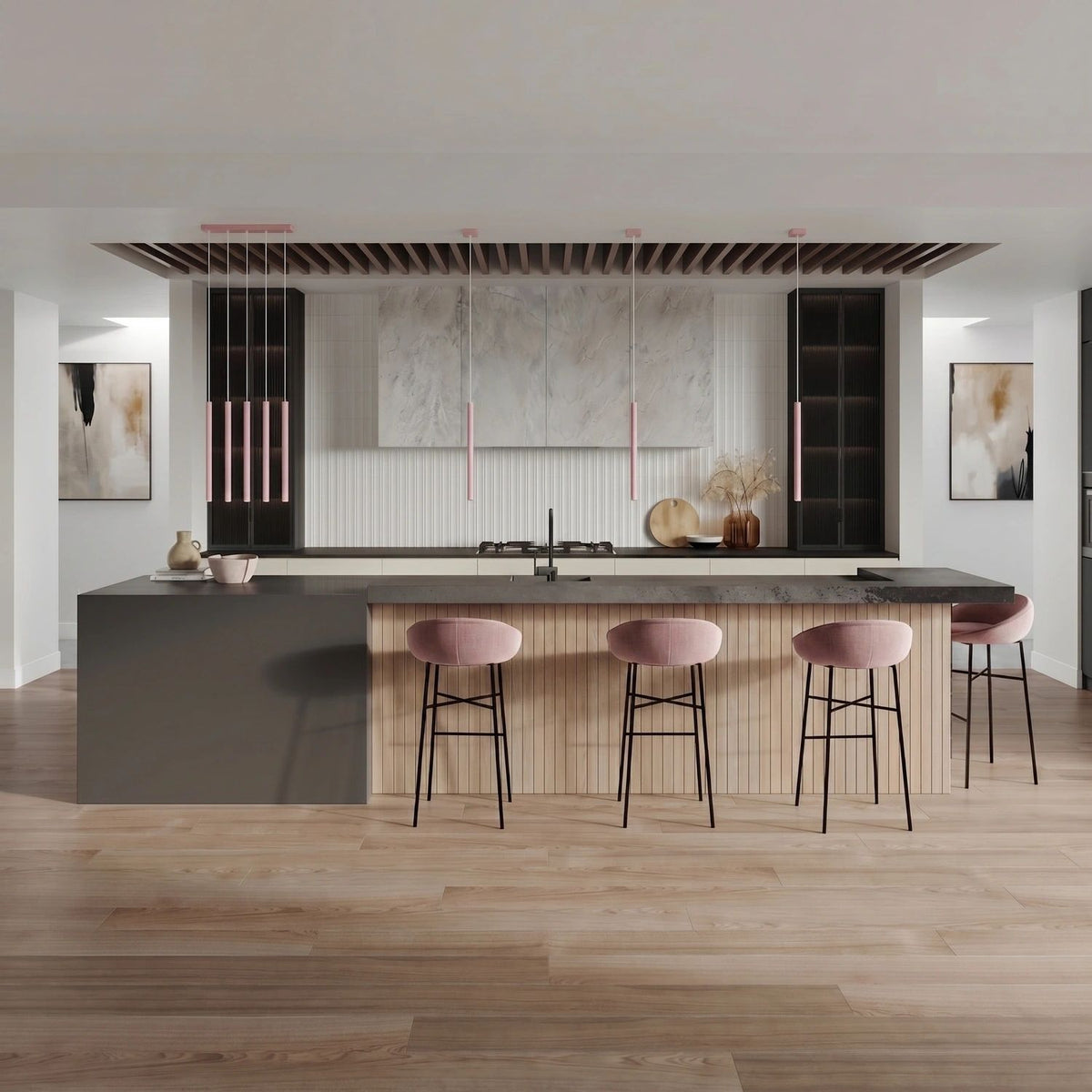 
Design Pendellampe „Pastelo“ 3-flammig - Rosa