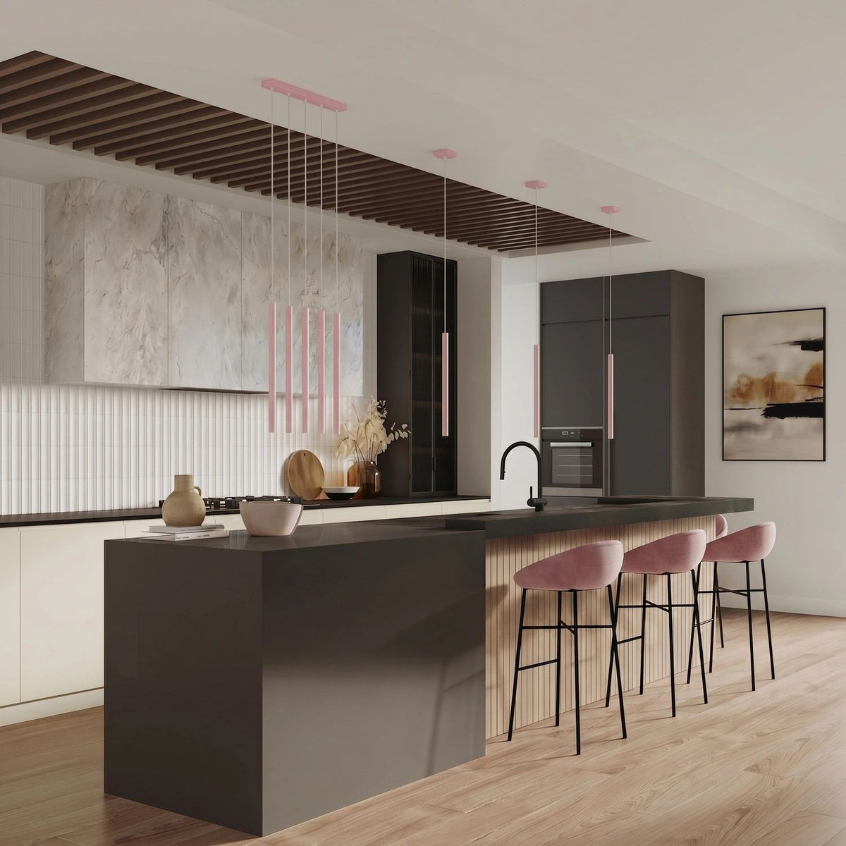 
Design Pendellampe „Pastelo“ 3-flammig - Rosa
