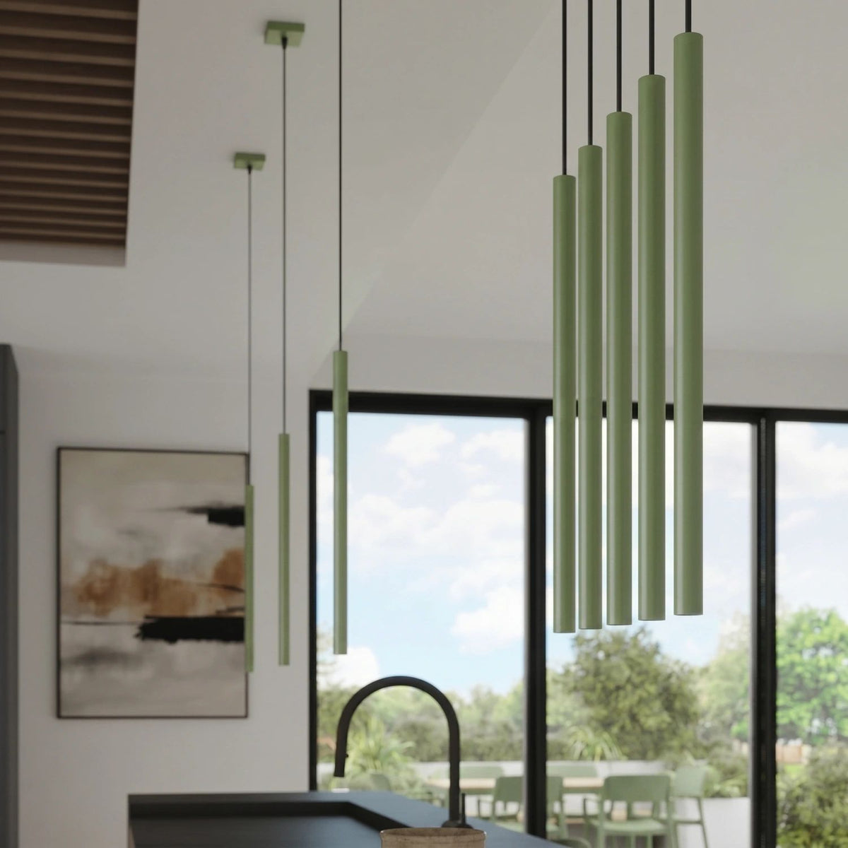 
Design Pendellampe „Pastelo“ 3-flammig - Salbeigrün