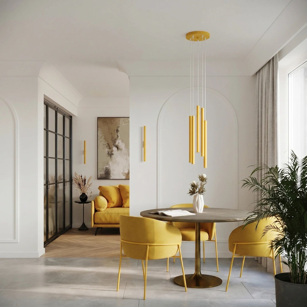 
Design Pendellampe „Pastelo“ 3-flammig - Gelb