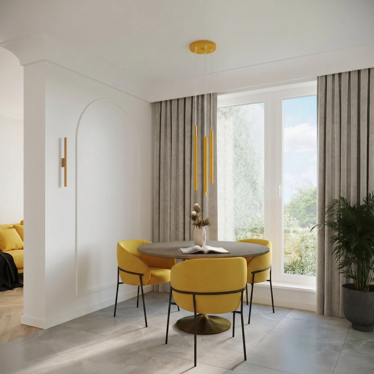 
Design Pendellampe „Pastelo“ 3-flammig - Gelb