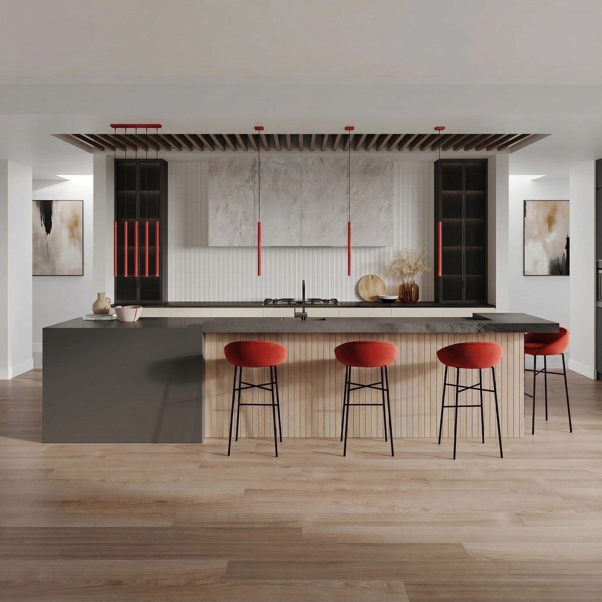 
Design Pendellampe „Pastelo“, 1-flammig - Rot