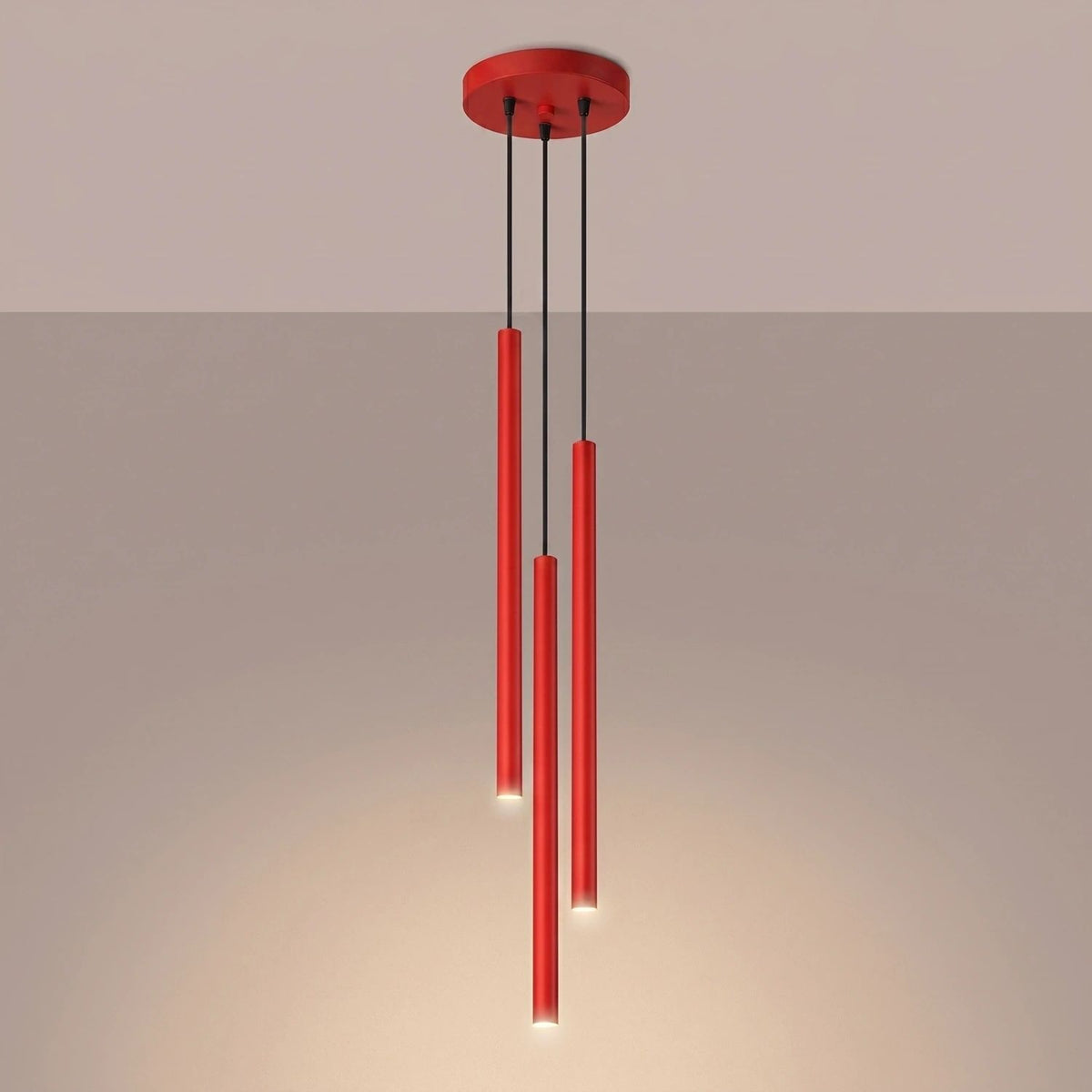 
Design Pendellampe „Pastelo“ 3-flammig - Rot