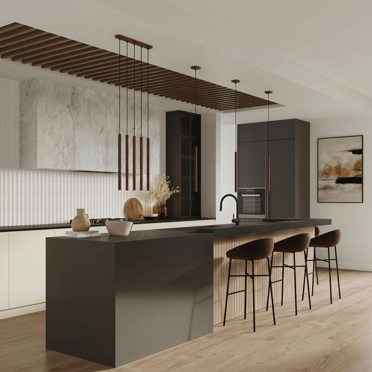 
Lampada a sospensione di design «Pastelo», a 1 luce - Braun