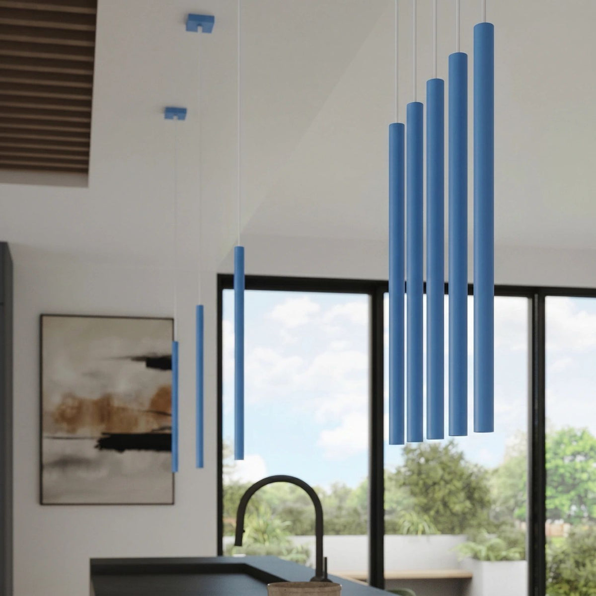 
Design Pendellampe „Pastelo“ 3-flammig - Hellblau