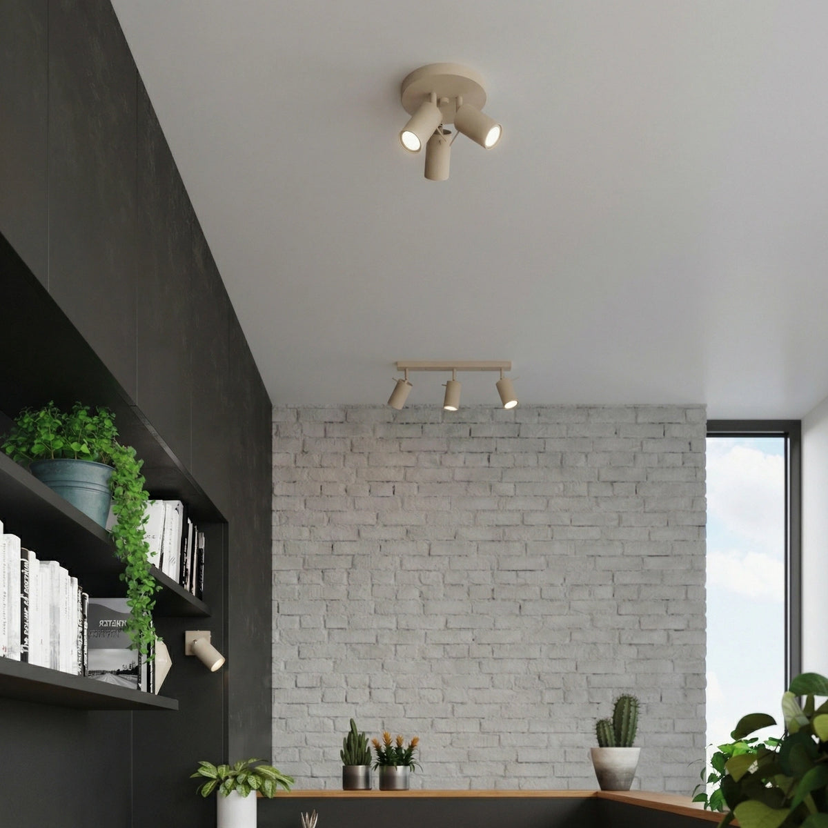 
Runde Design Deckenlampe „Ring“ 3-flammig - Taupe