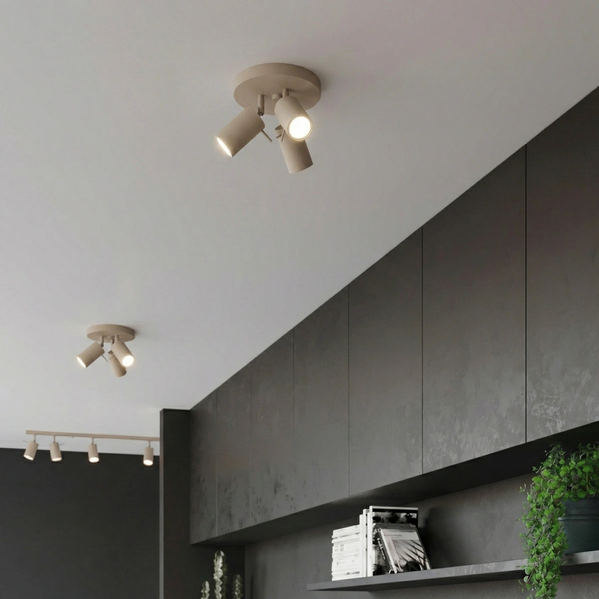 
Runde Design Deckenlampe „Ring“ 3-flammig - Taupe