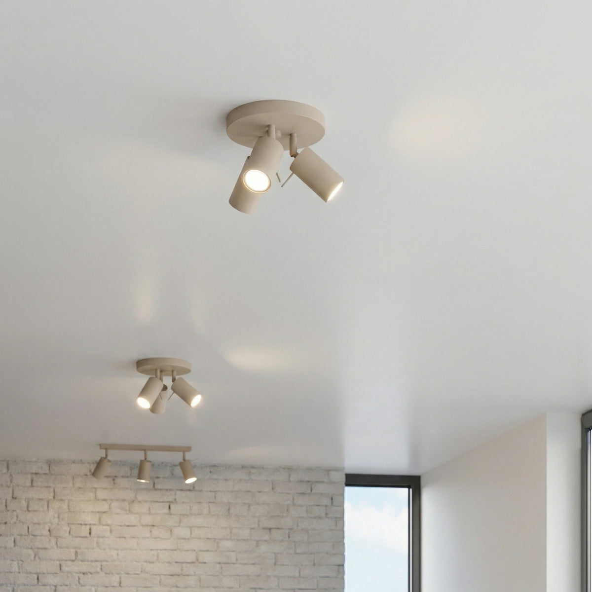 
Runde Design Deckenlampe „Ring“ 3-flammig - Taupe